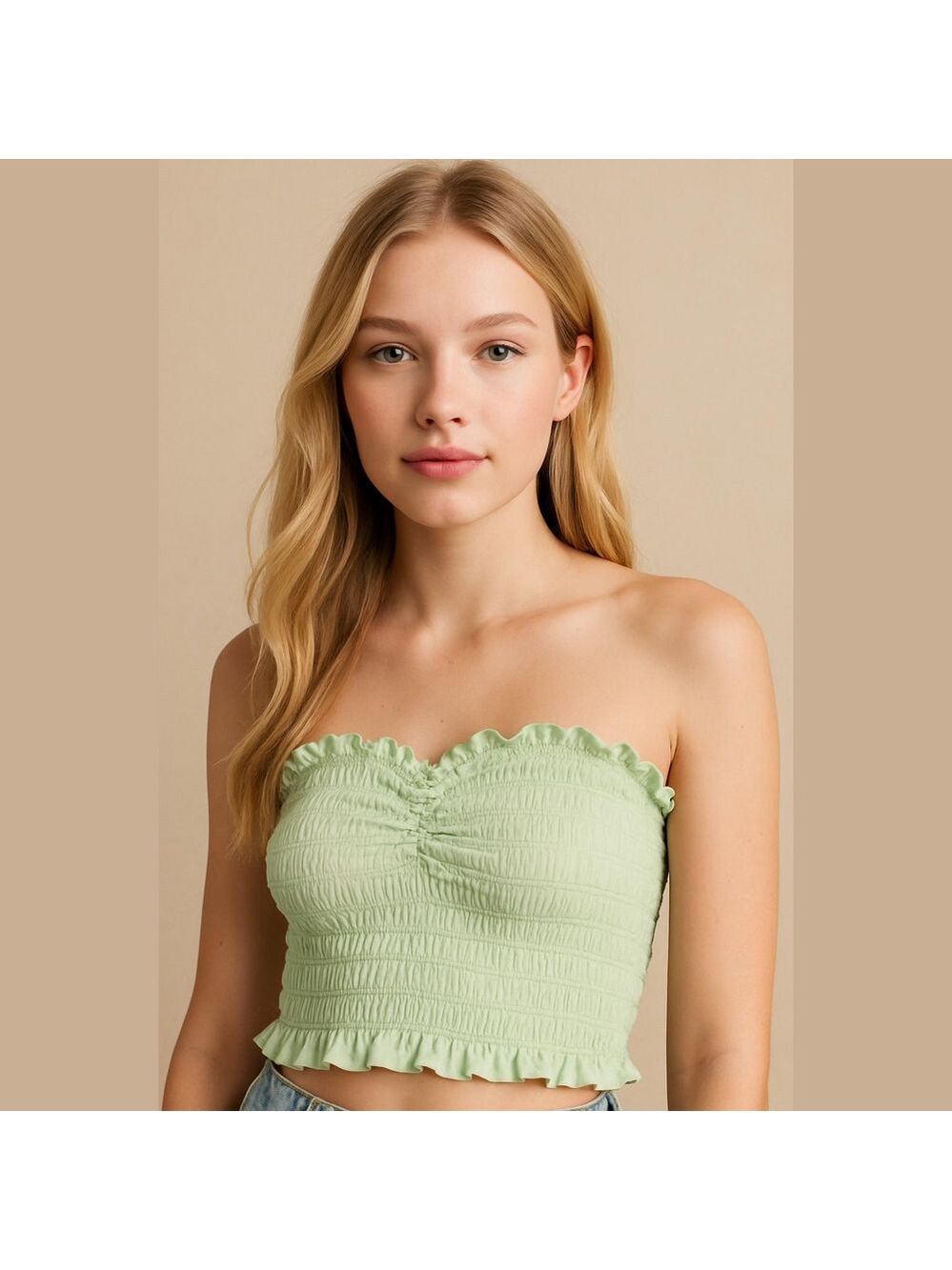 Rue21 Light Green Ruffled Crop Top - Medium - Picture 5 of 5